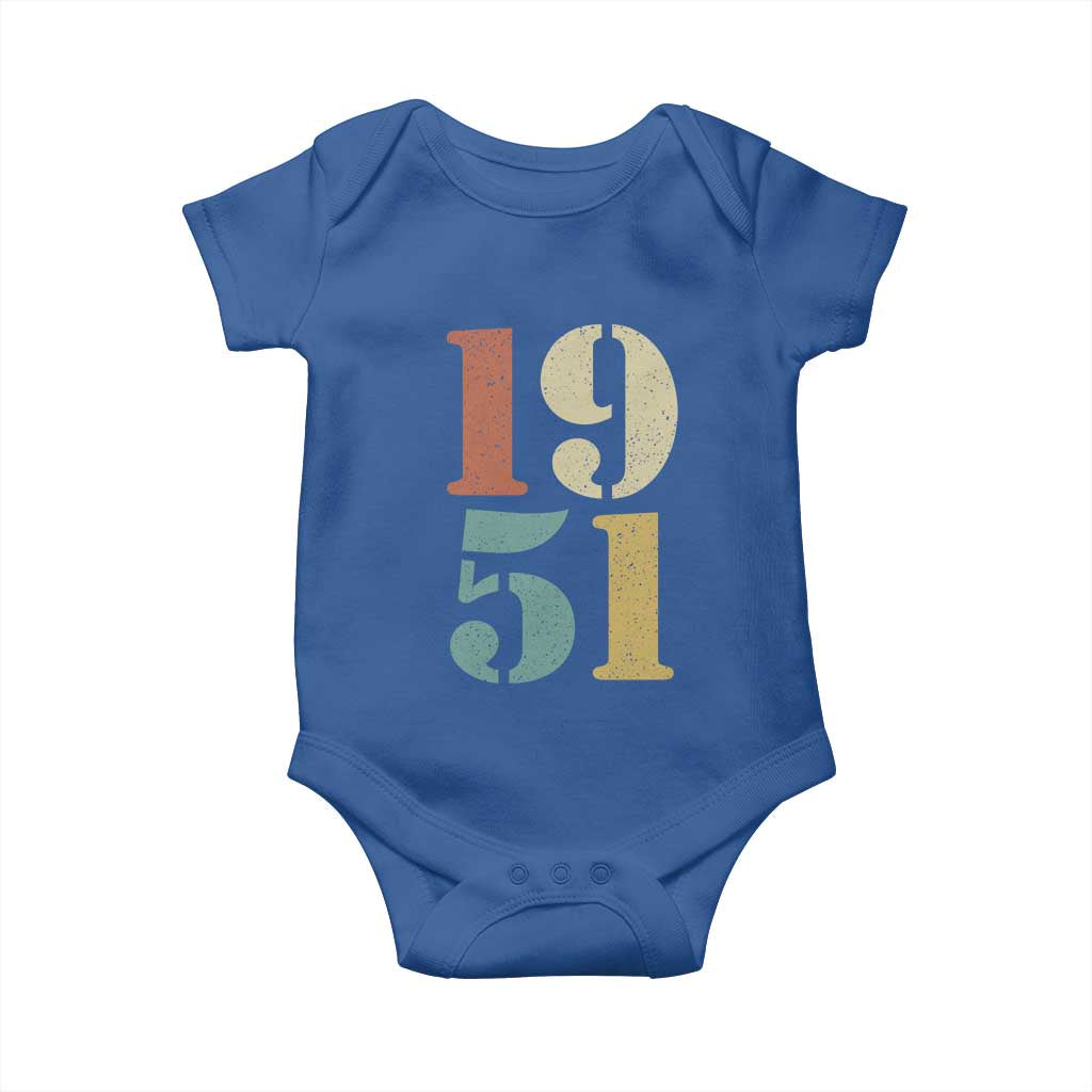 75th Birthday Baby Onesie Classic Retro 1951 70 Year Old Gifts