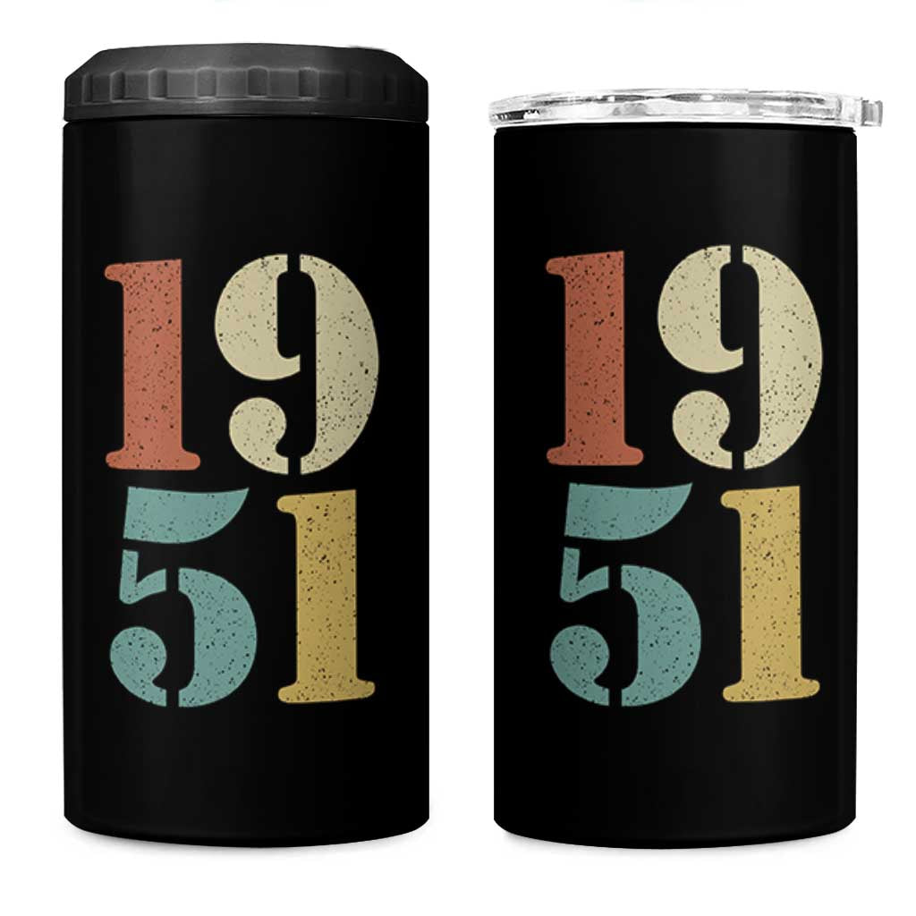75th Birthday 4 in 1 Can Cooler Tumbler Classic Retro 1951 70 Year Old Gifts