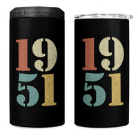 75th Birthday 4 in 1 Can Cooler Tumbler Classic Retro 1951 70 Year Old Gifts