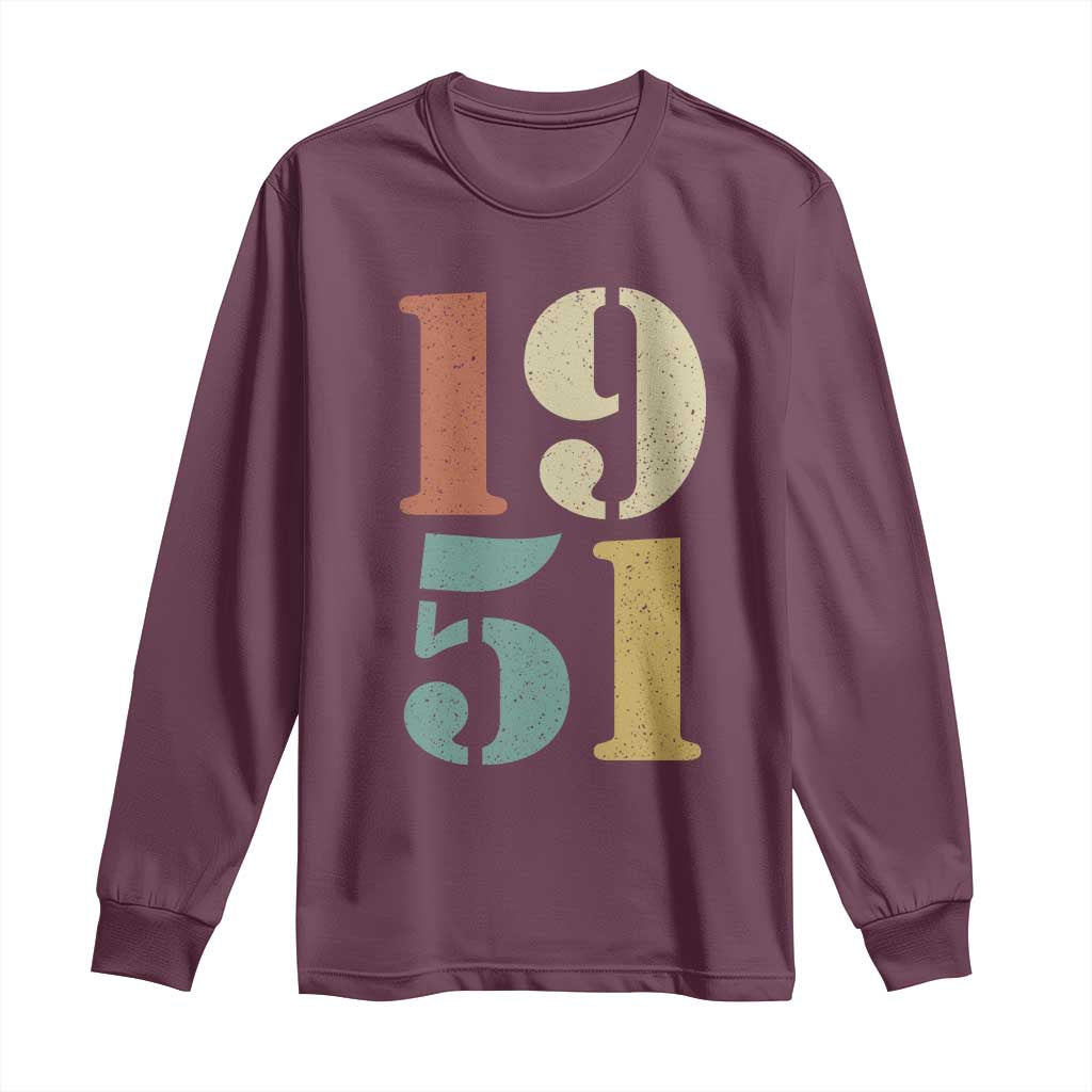 75th Birthday Long Sleeve Shirt Classic Retro 1951 70 Year Old Gifts