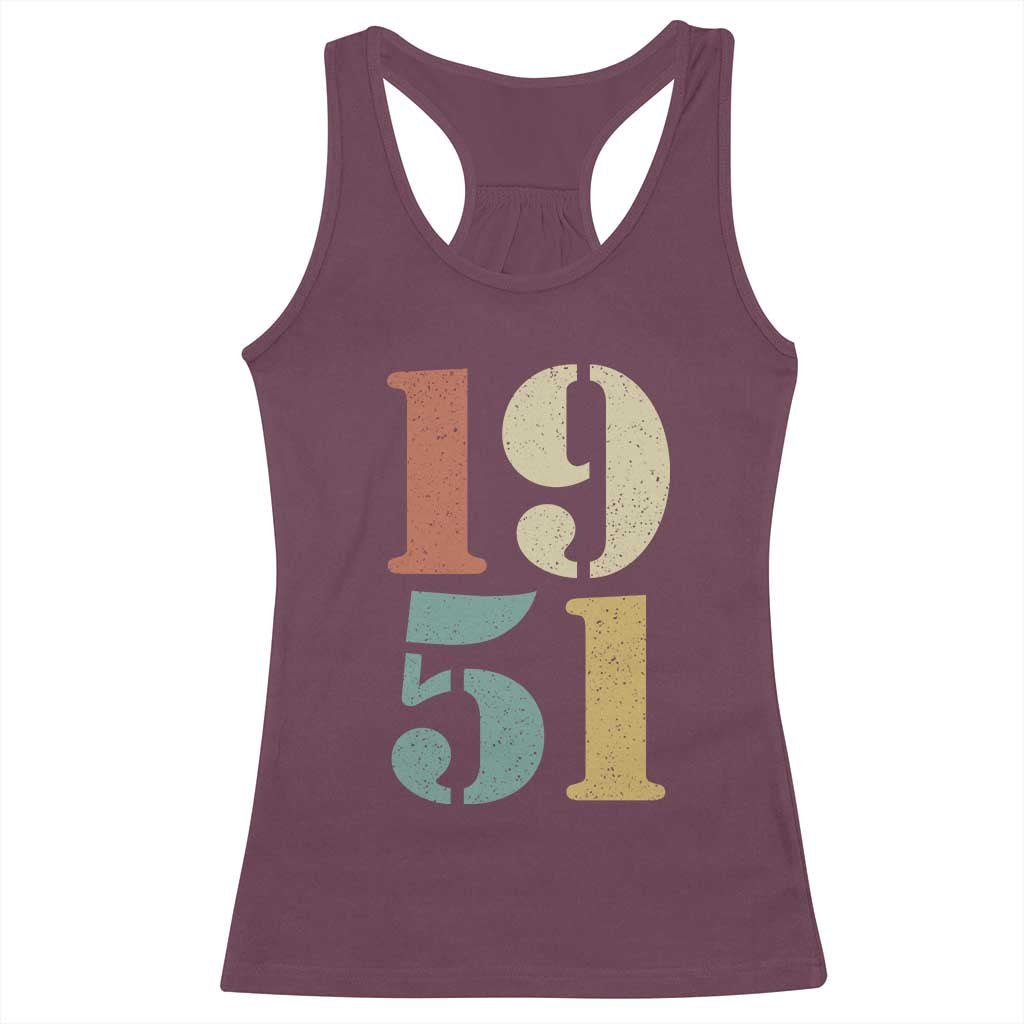 75th Birthday Racerback Tank Top Classic Retro 1951 70 Year Old Gifts