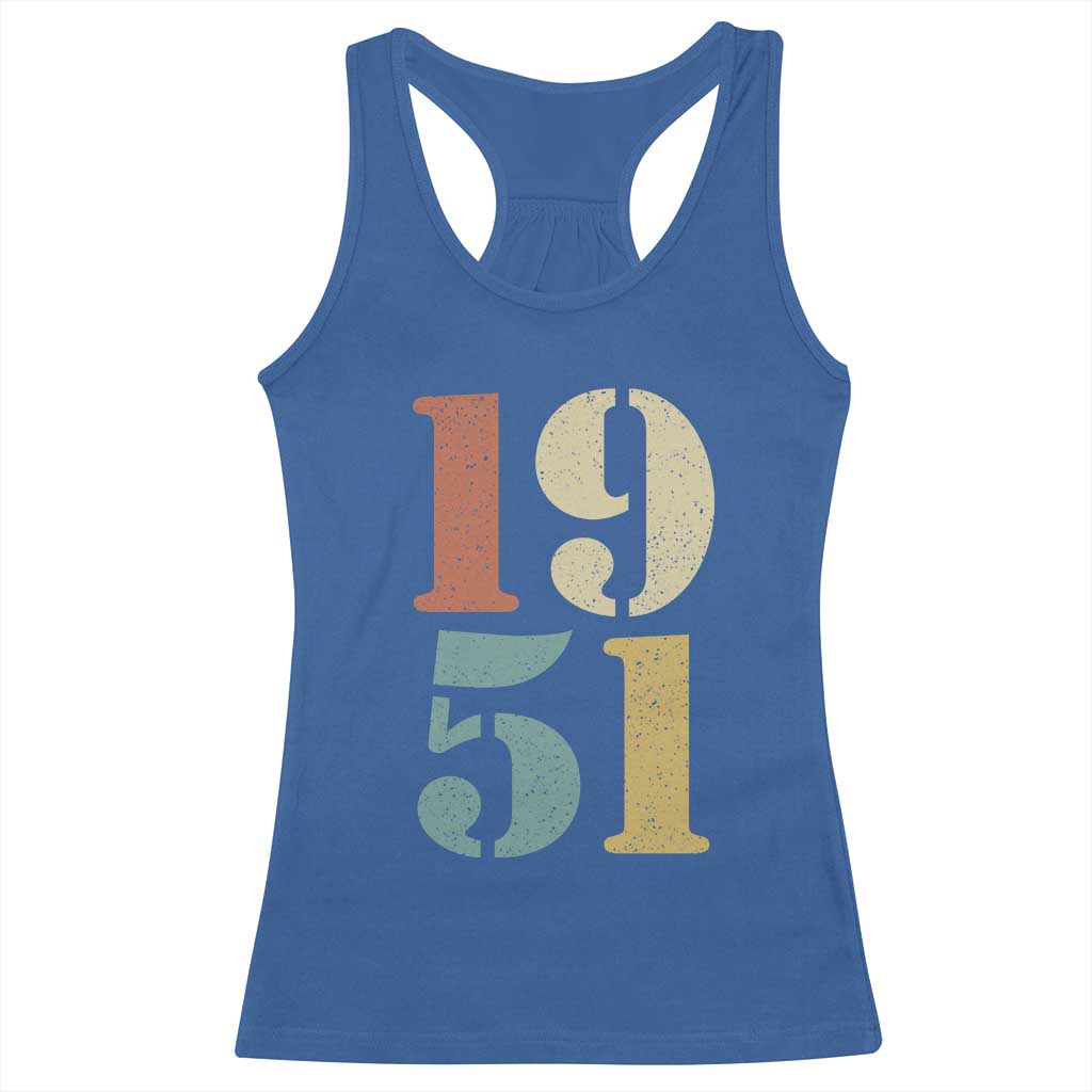 75th Birthday Racerback Tank Top Classic Retro 1951 70 Year Old Gifts
