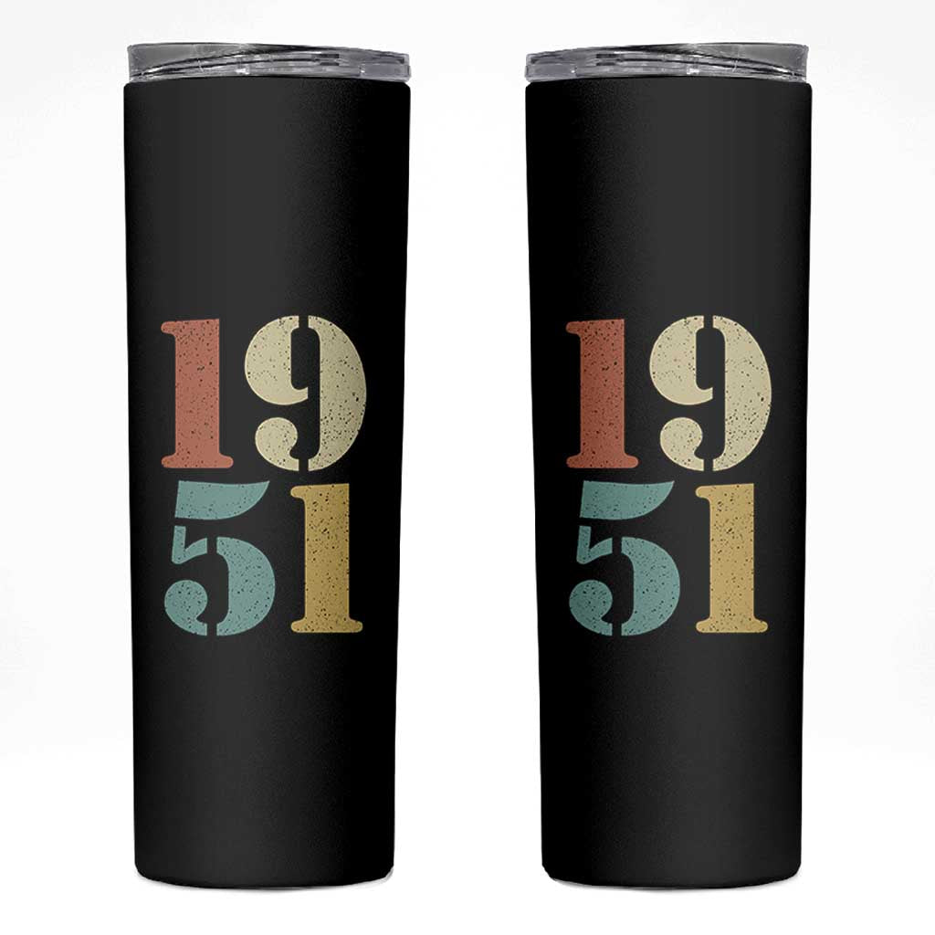 75th Birthday Skinny Tumbler Classic Retro 1951 70 Year Old Gifts