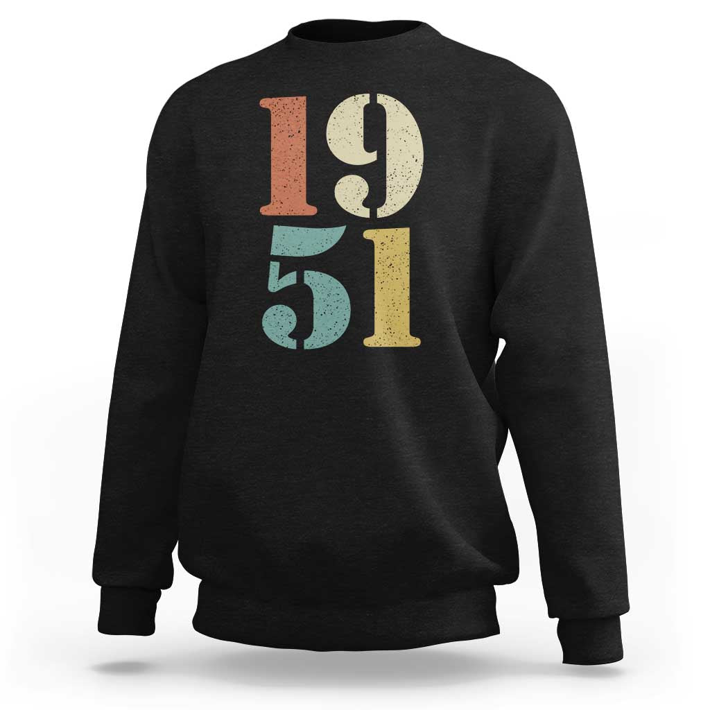 75th Birthday Sweatshirt Classic Retro 1951 70 Year Old Gifts