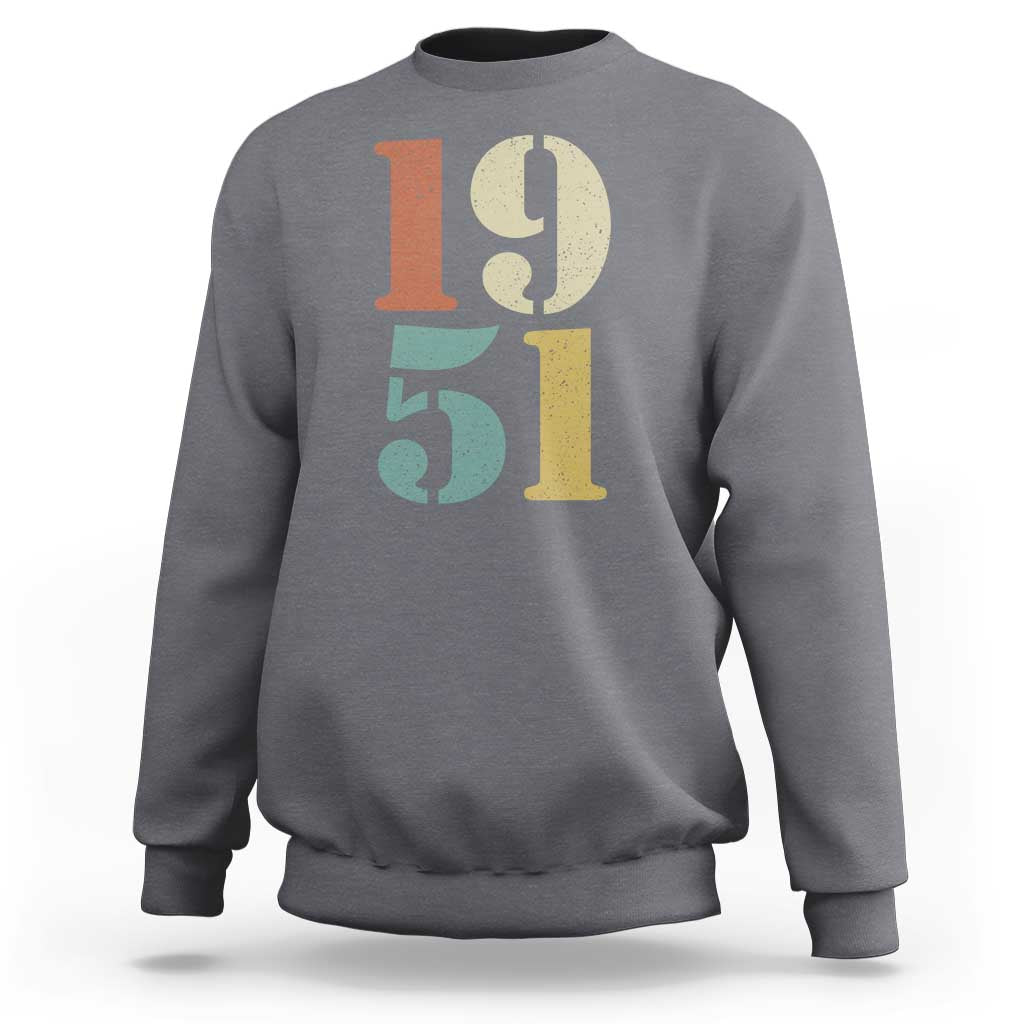 75th Birthday Sweatshirt Classic Retro 1951 70 Year Old Gifts