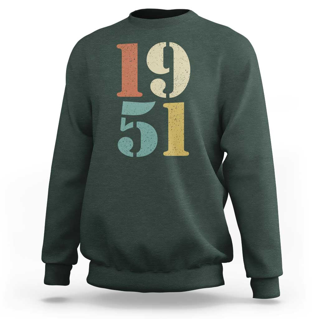 75th Birthday Sweatshirt Classic Retro 1951 70 Year Old Gifts