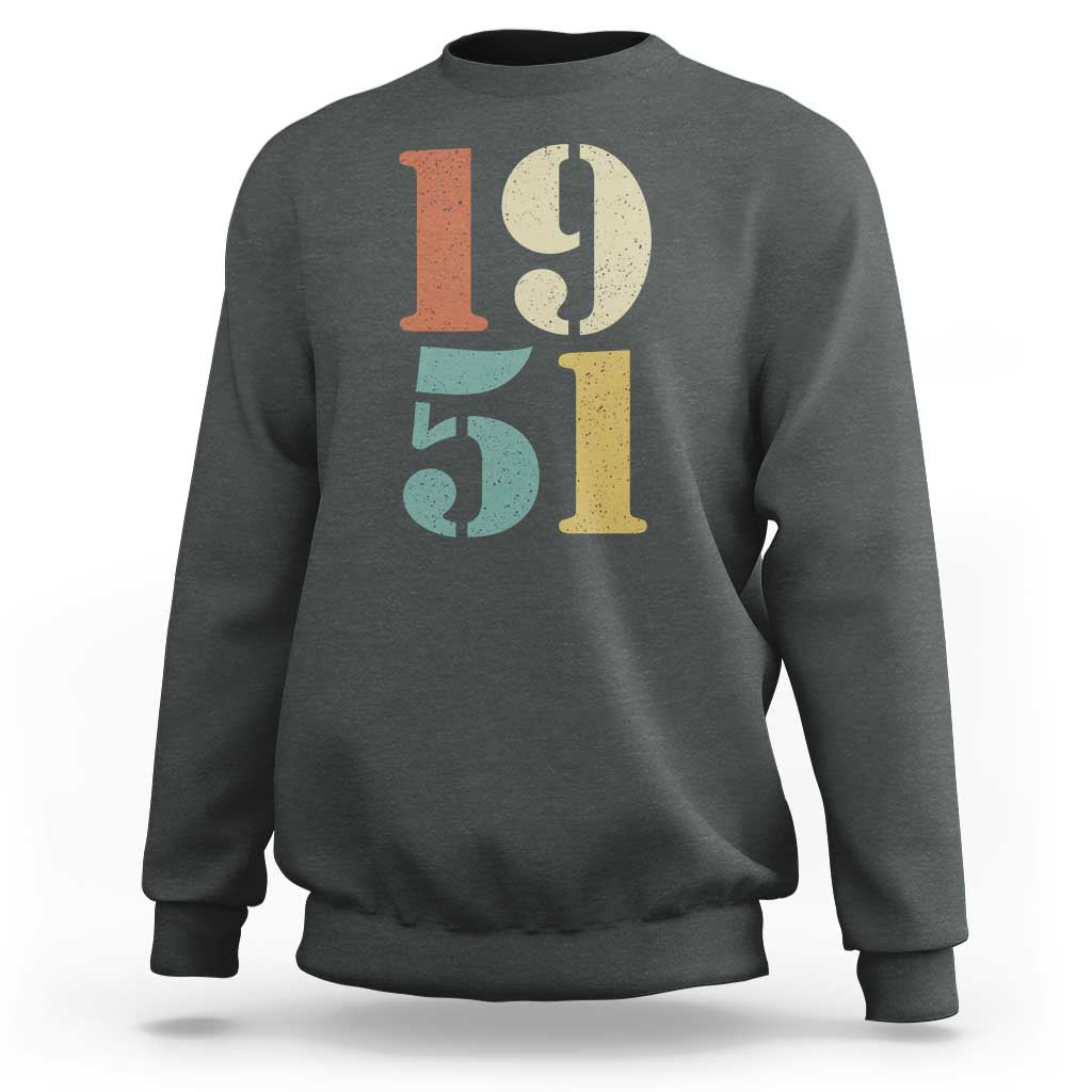 75th Birthday Sweatshirt Classic Retro 1951 70 Year Old Gifts