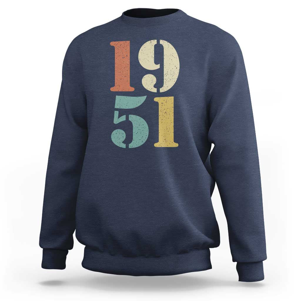 75th Birthday Sweatshirt Classic Retro 1951 70 Year Old Gifts
