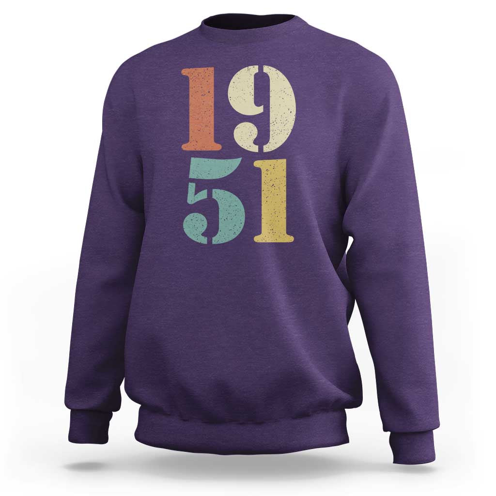 75th Birthday Sweatshirt Classic Retro 1951 70 Year Old Gifts