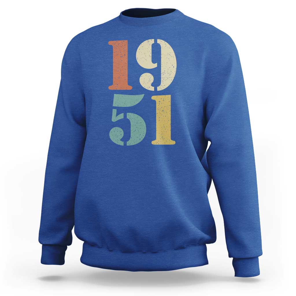 75th Birthday Sweatshirt Classic Retro 1951 70 Year Old Gifts