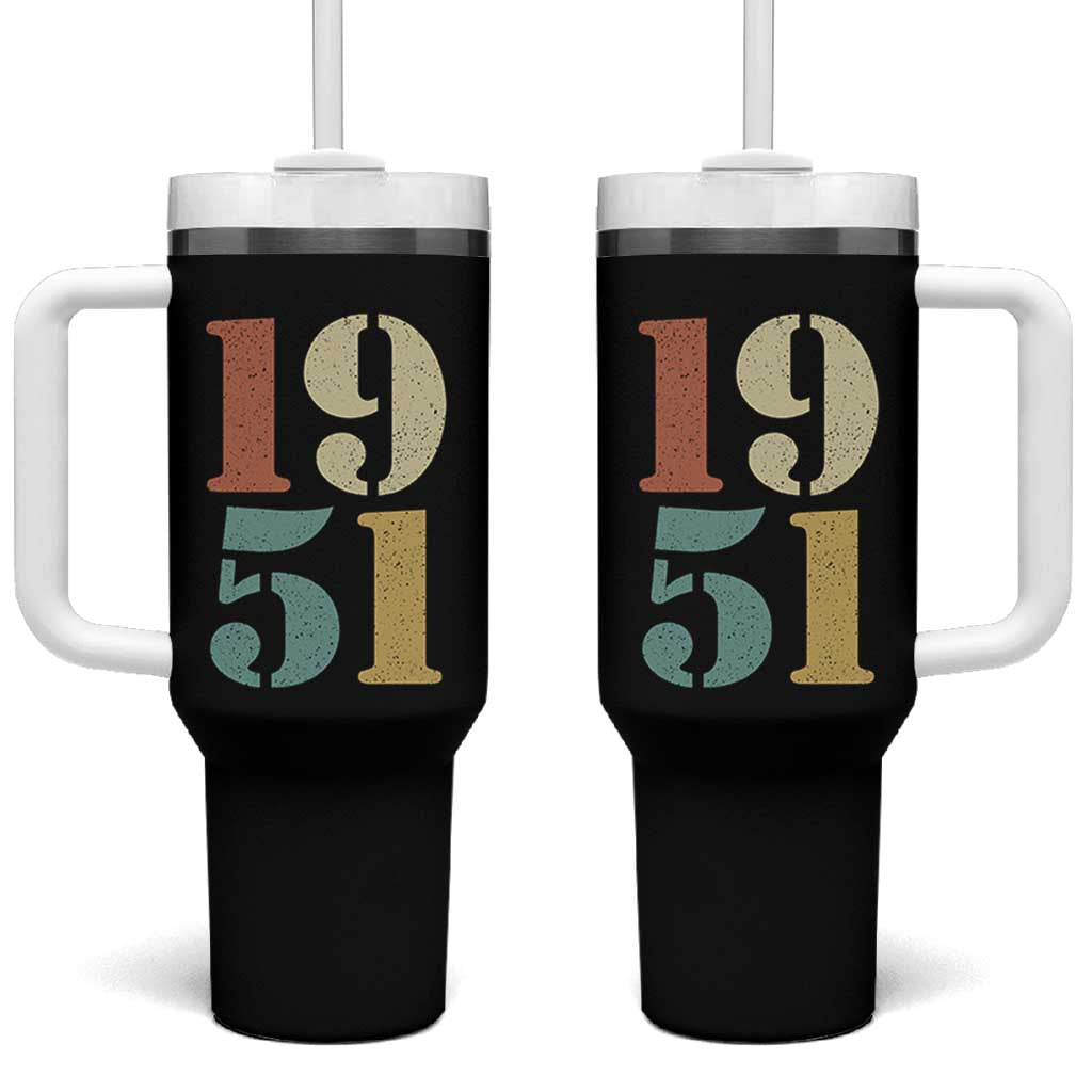 75th Birthday Tumbler With Handle Classic Retro 1951 70 Year Old Gifts