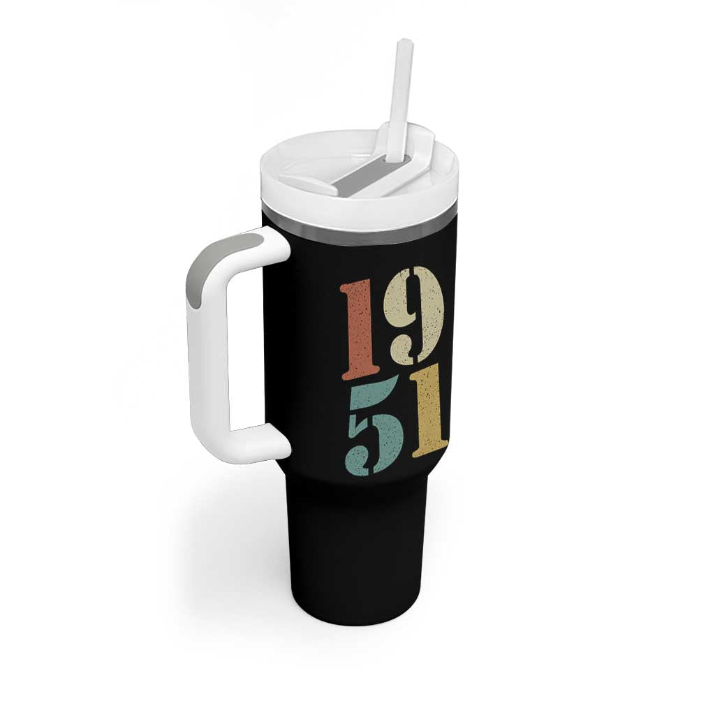 75th Birthday Tumbler With Handle Classic Retro 1951 70 Year Old Gifts
