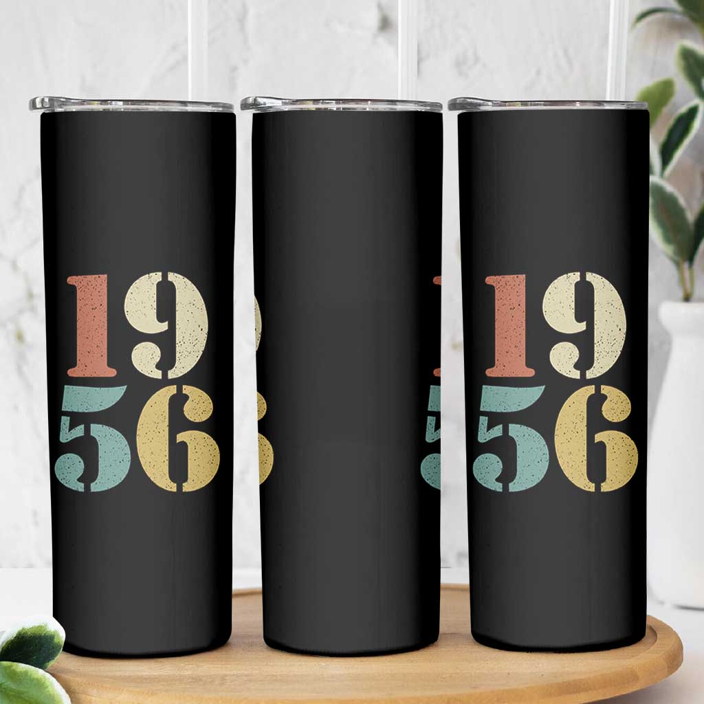 70th Birthday Skinny Tumbler Classic Retro 1956 70 Year Old Gifts