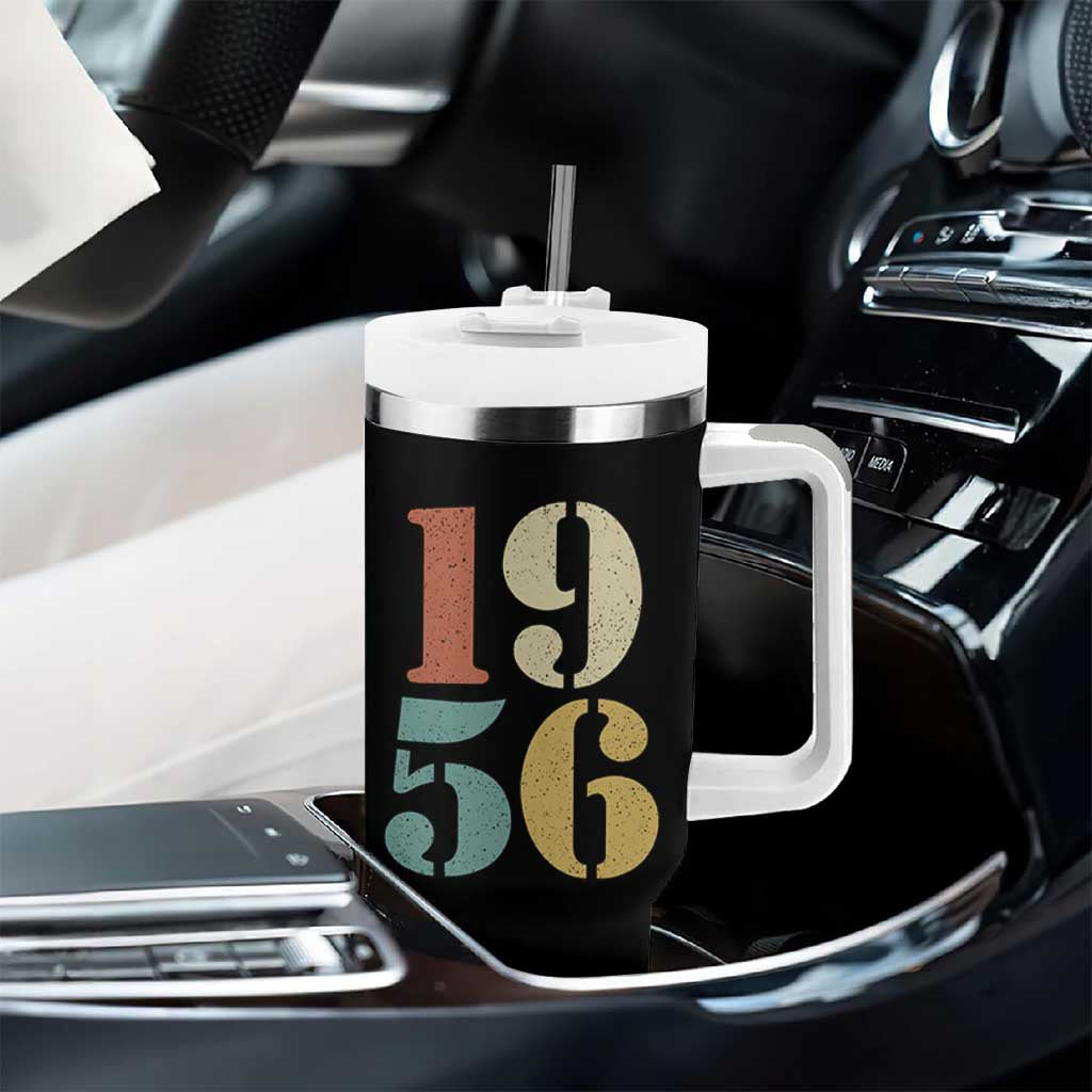 70th Birthday Tumbler With Handle Classic Retro 1956 70 Year Old Gifts