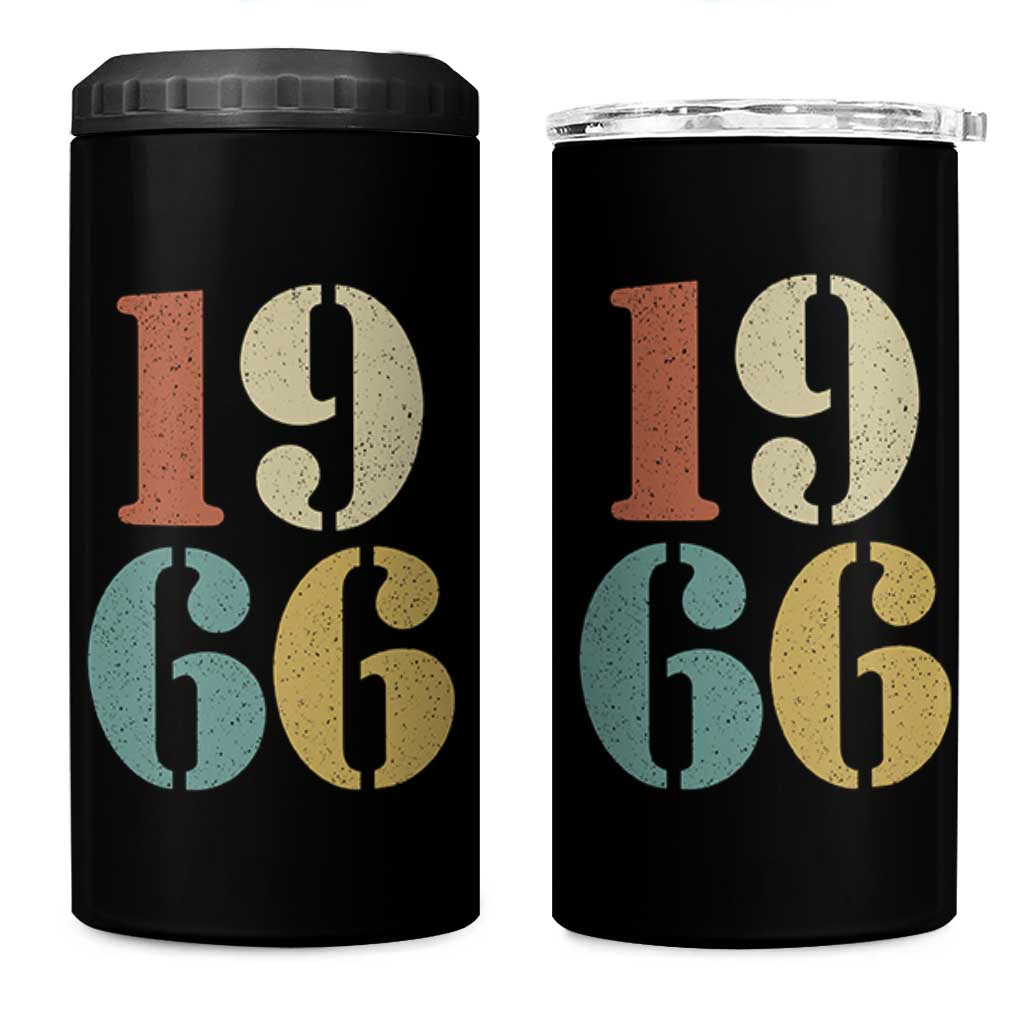 60th Birthday 4 in 1 Can Cooler Tumbler Classic Retro 1966 60 Year Old Gifts