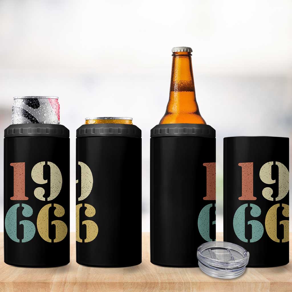 60th Birthday 4 in 1 Can Cooler Tumbler Classic Retro 1966 60 Year Old Gifts
