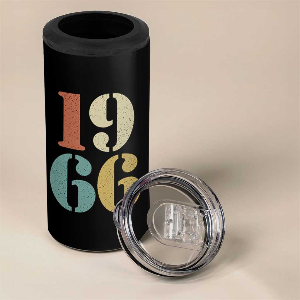 60th Birthday 4 in 1 Can Cooler Tumbler Classic Retro 1966 60 Year Old Gifts