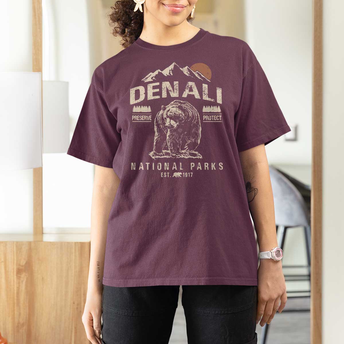 Denali National Park T Shirt For Women Alaska Mountain Mountain Camping Hiking Mountaineering