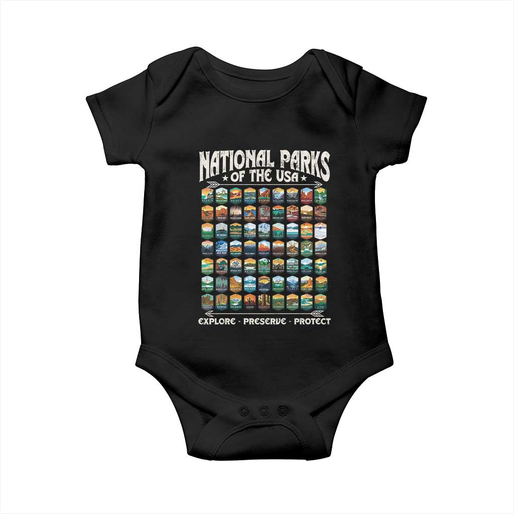 Protect Our National Parks Baby Onesie 63 Parks Over Profits Camping Hiking Sunrise Pine Tree
