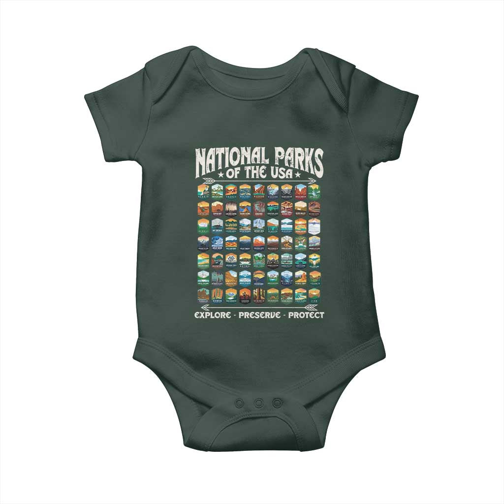 Protect Our National Parks Baby Onesie 63 Parks Over Profits Camping Hiking Sunrise Pine Tree