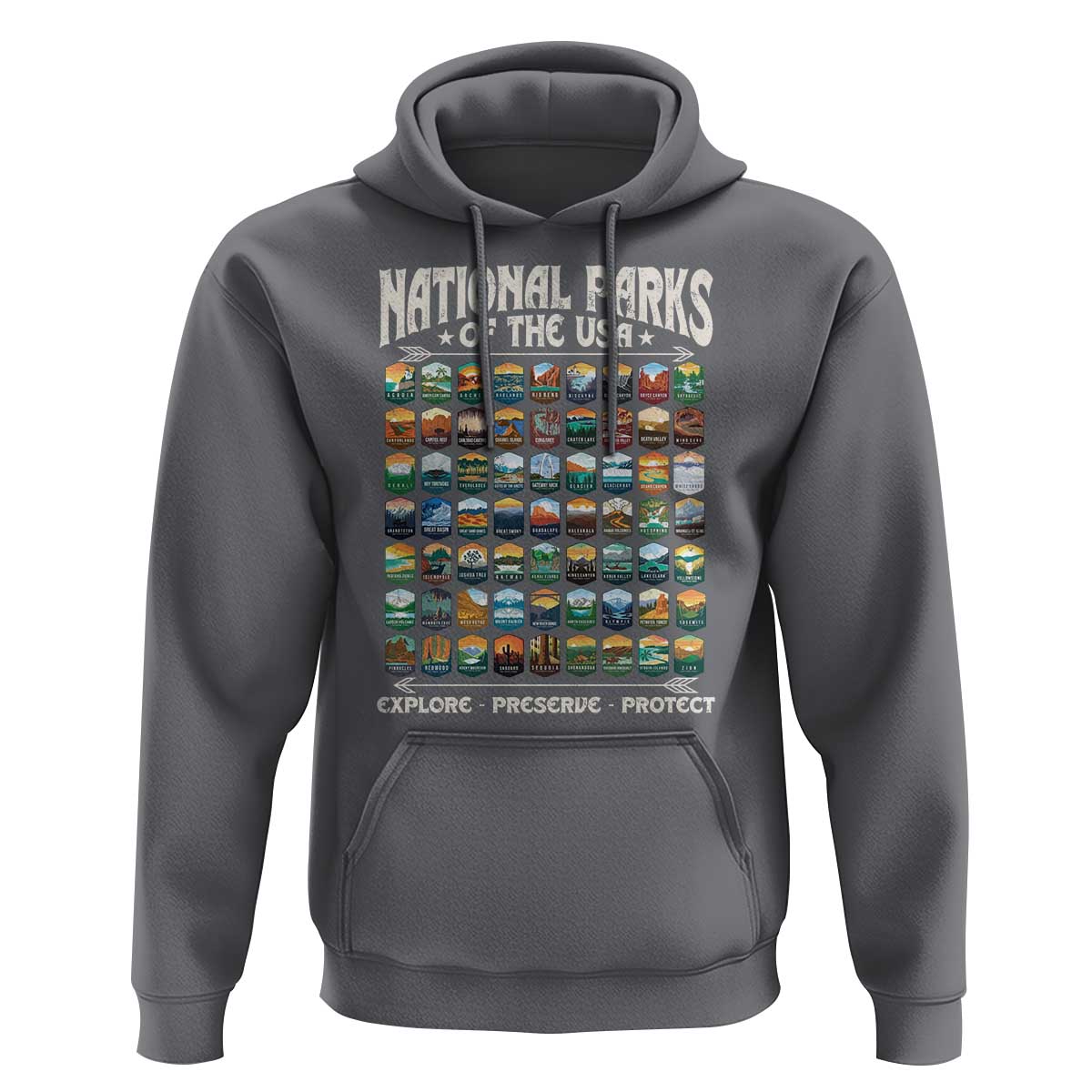 Protect Our National Parks Hoodie 63 Parks Over Profits Camping Hiking Sunrise Pine Tree