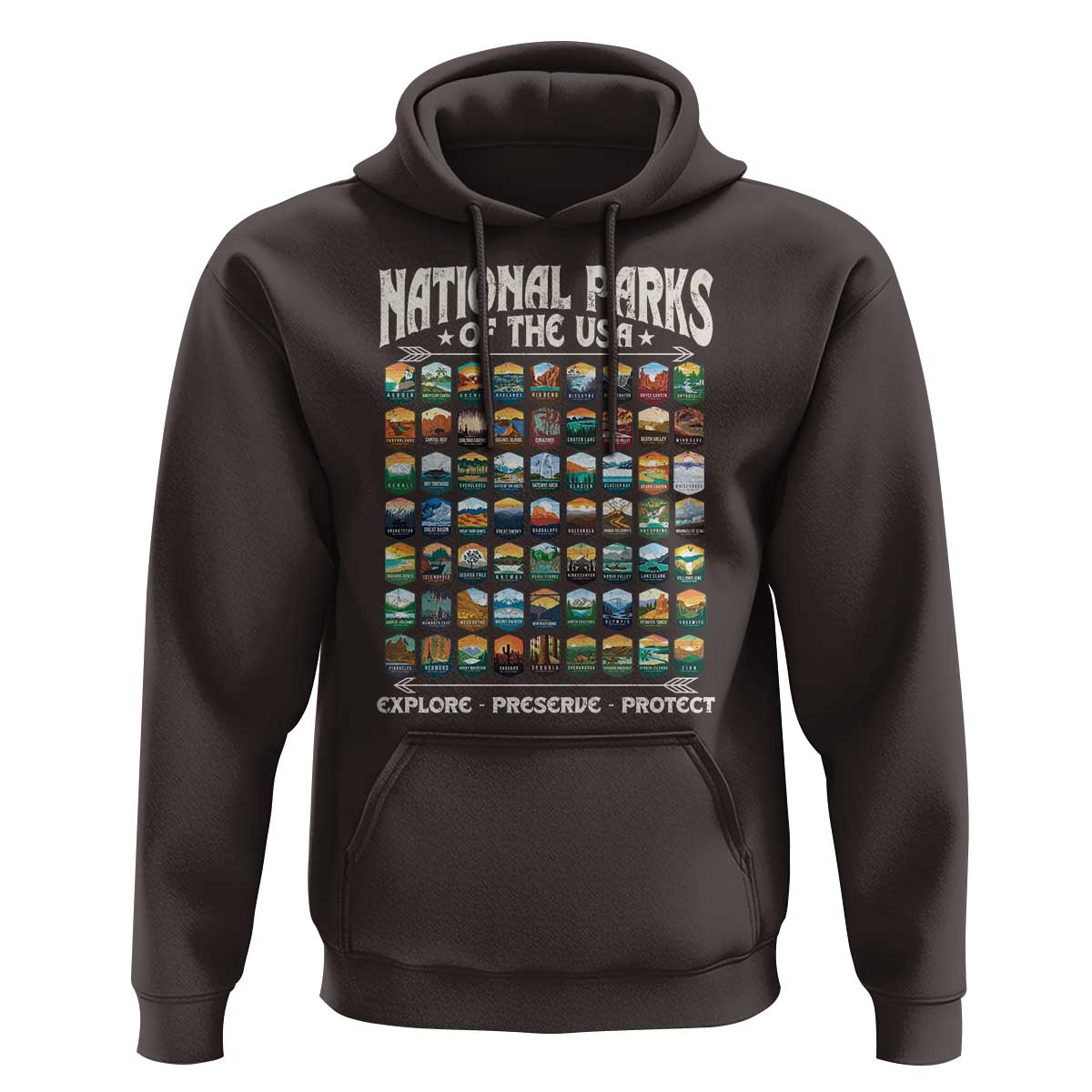 Protect Our National Parks Hoodie 63 Parks Over Profits Camping Hiking Sunrise Pine Tree