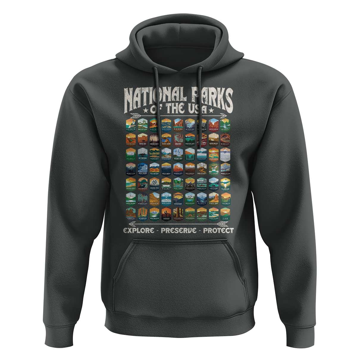 Protect Our National Parks Hoodie 63 Parks Over Profits Camping Hiking Sunrise Pine Tree
