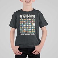 Protect Our National Parks T Shirt For Kid 63 Parks Over Profits Camping Hiking Sunrise Pine Tree