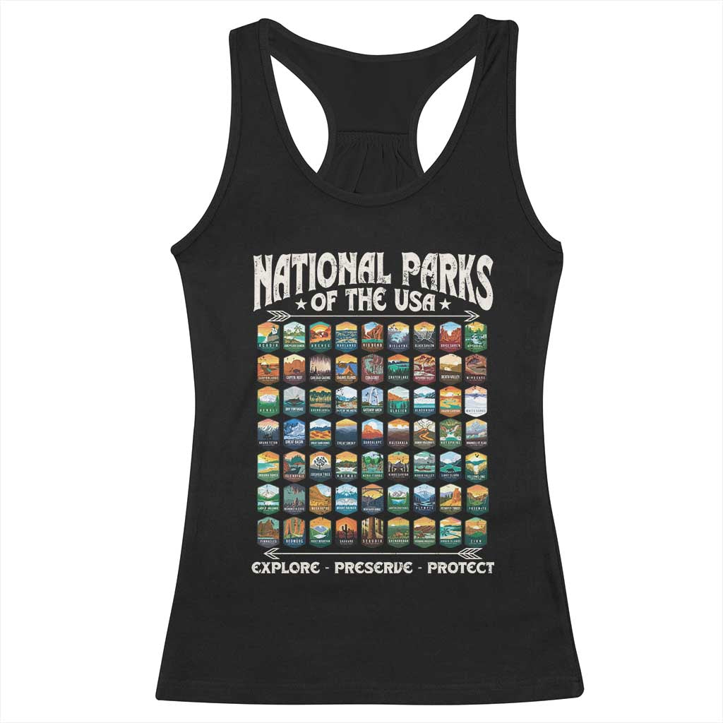 Protect Our National Parks Racerback Tank Top 63 Parks Over Profits Camping Hiking Sunrise Pine Tree