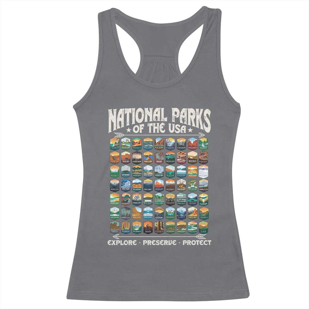 Protect Our National Parks Racerback Tank Top 63 Parks Over Profits Camping Hiking Sunrise Pine Tree