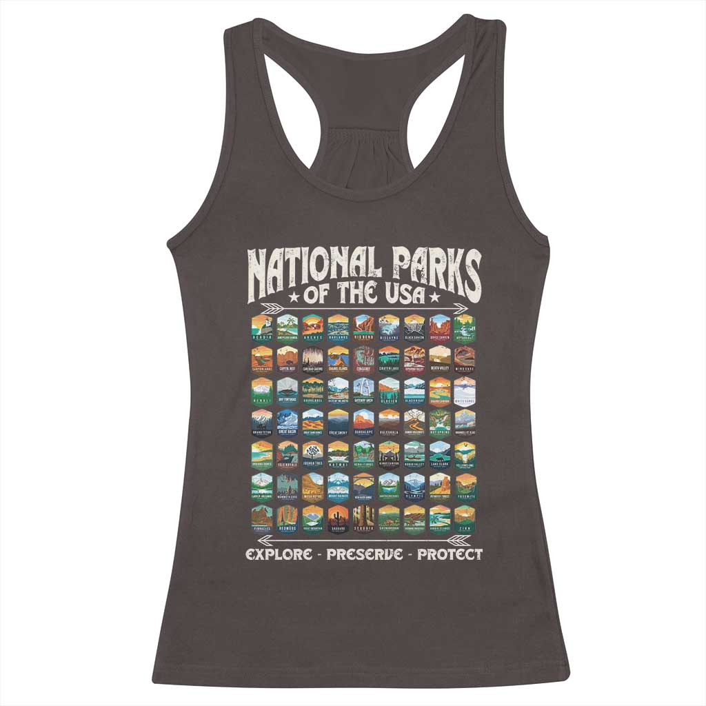 Protect Our National Parks Racerback Tank Top 63 Parks Over Profits Camping Hiking Sunrise Pine Tree