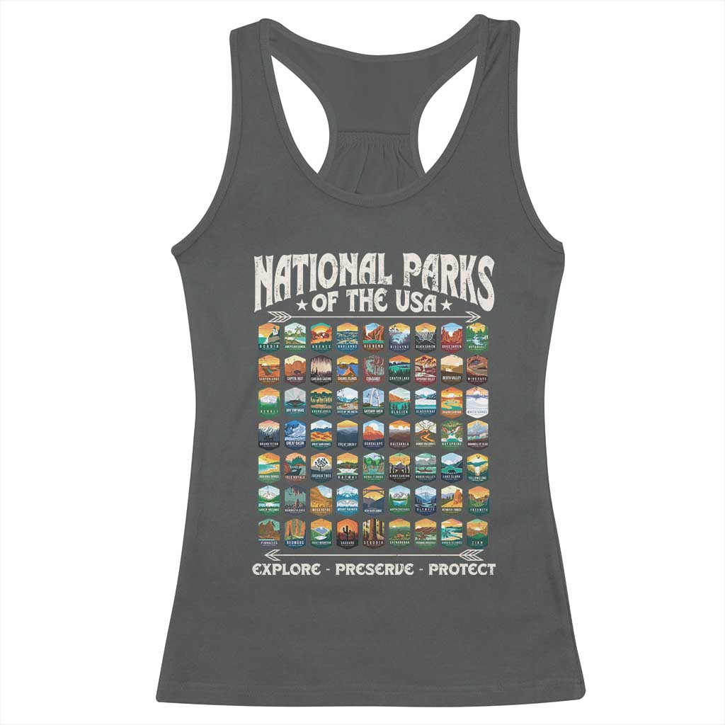 Protect Our National Parks Racerback Tank Top 63 Parks Over Profits Camping Hiking Sunrise Pine Tree