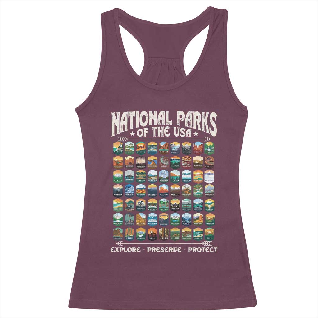 Protect Our National Parks Racerback Tank Top 63 Parks Over Profits Camping Hiking Sunrise Pine Tree