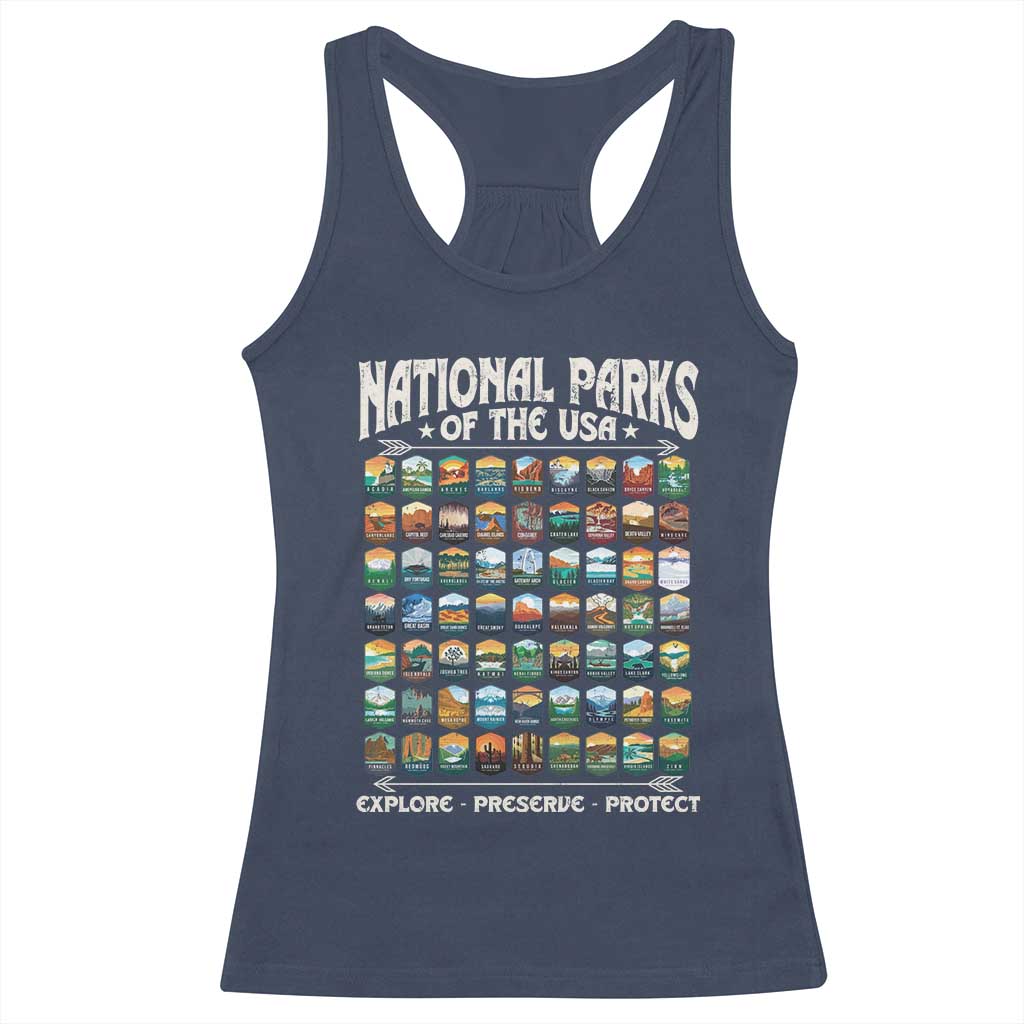 Protect Our National Parks Racerback Tank Top 63 Parks Over Profits Camping Hiking Sunrise Pine Tree