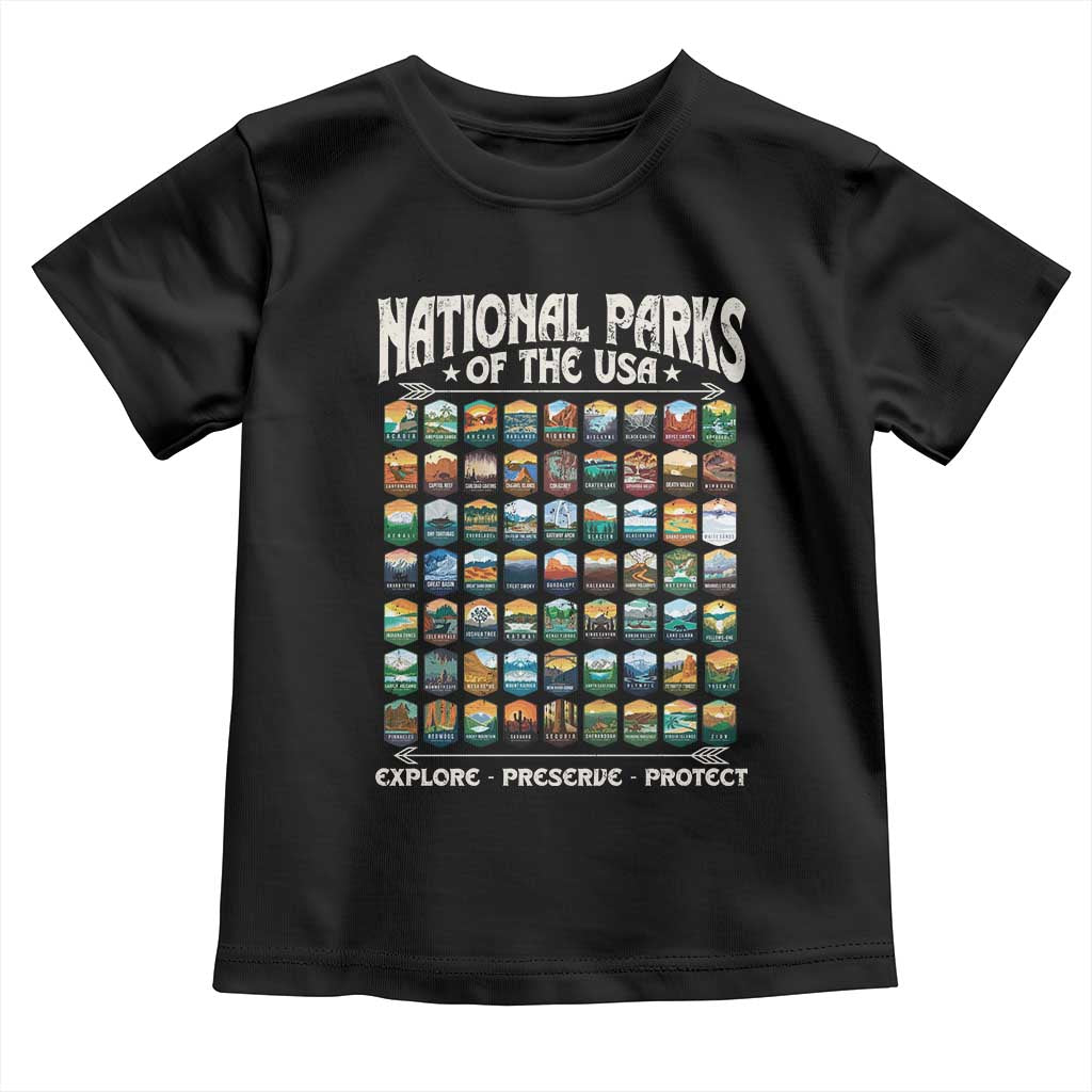 Protect Our National Parks Toddler T Shirt 63 Parks Over Profits Camping Hiking Sunrise Pine Tree