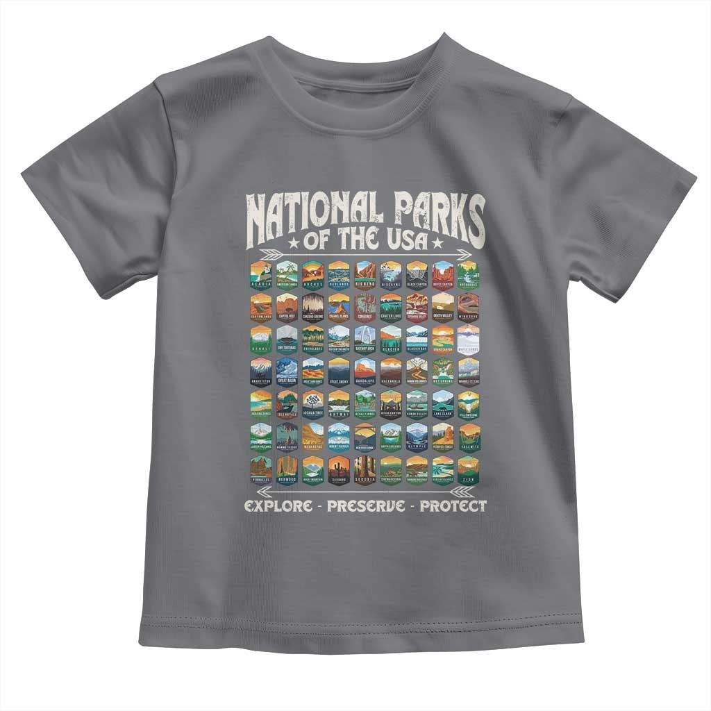 Protect Our National Parks Toddler T Shirt 63 Parks Over Profits Camping Hiking Sunrise Pine Tree