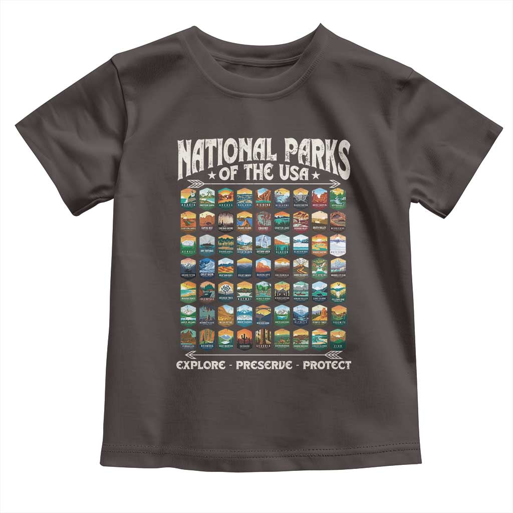 Protect Our National Parks Toddler T Shirt 63 Parks Over Profits Camping Hiking Sunrise Pine Tree