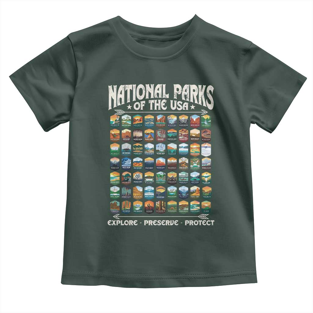 Protect Our National Parks Toddler T Shirt 63 Parks Over Profits Camping Hiking Sunrise Pine Tree