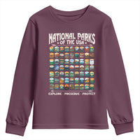 Protect Our National Parks Youth Sweatshirt 63 Parks Over Profits Camping Hiking Sunrise Pine Tree
