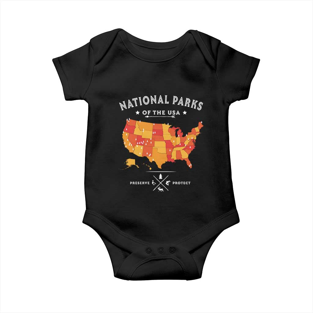 Protect Our National Parks Baby Onesie Of The Usa Map NPS
