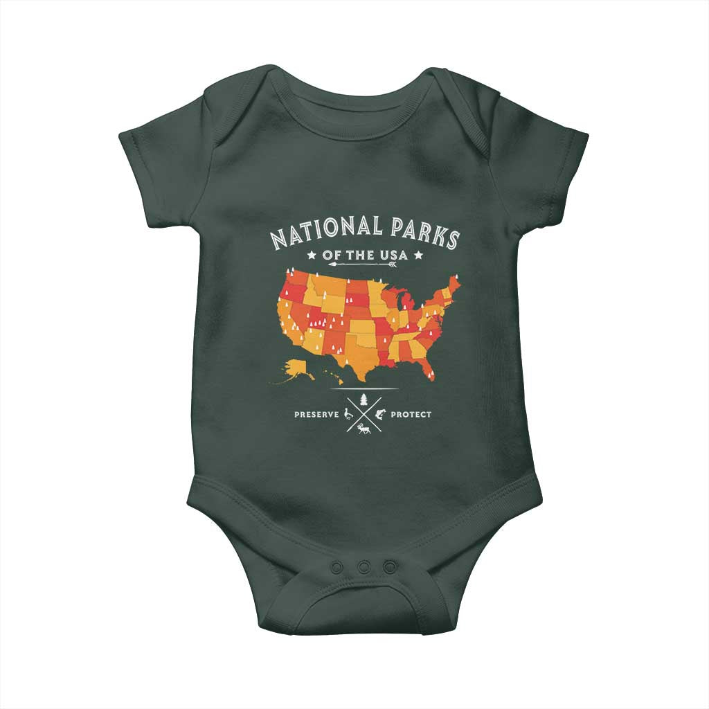 Protect Our National Parks Baby Onesie Of The Usa Map NPS