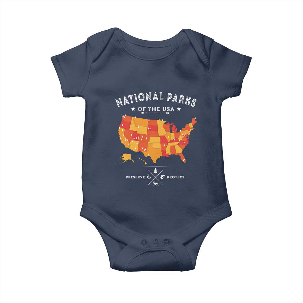Protect Our National Parks Baby Onesie Of The Usa Map NPS
