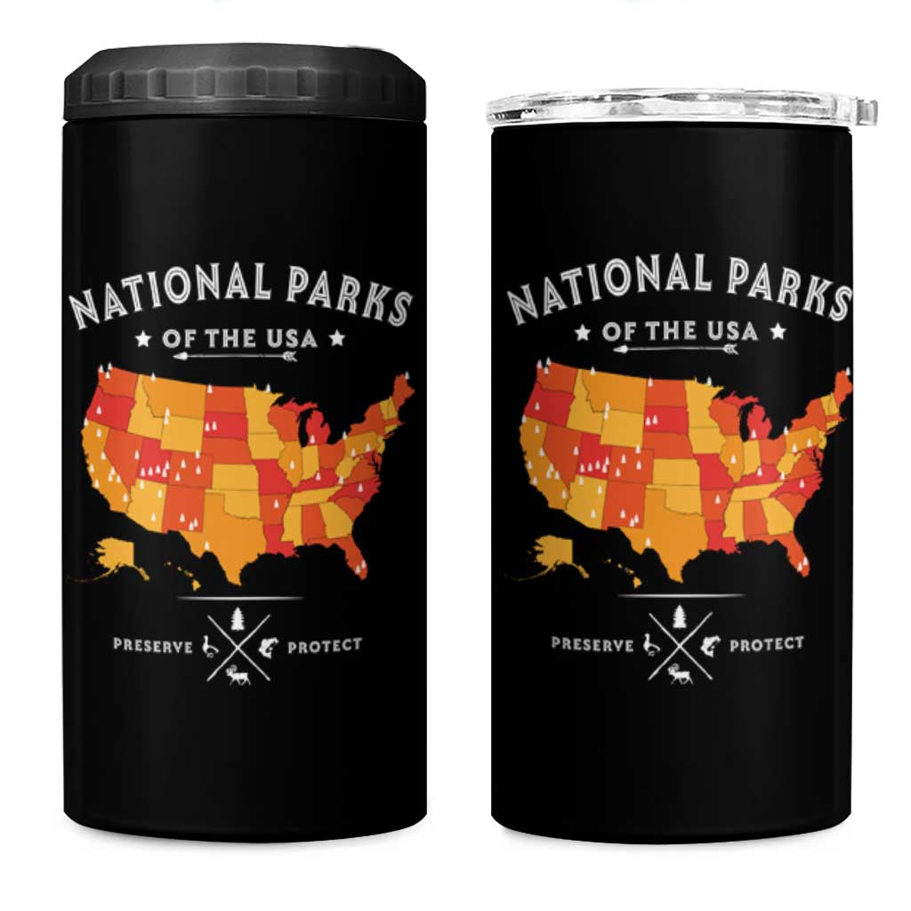 Protect Our National Parks 4 in 1 Can Cooler Tumbler Of The Usa Map NPS