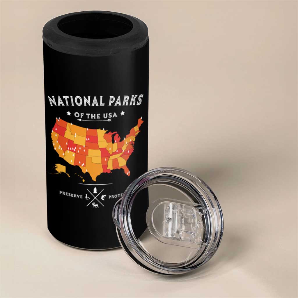Protect Our National Parks 4 in 1 Can Cooler Tumbler Of The Usa Map NPS