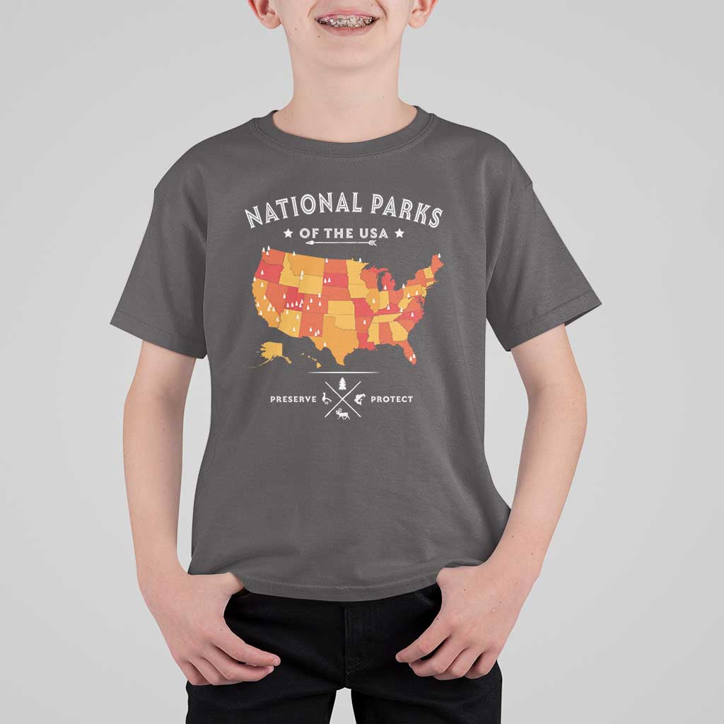 Protect Our National Parks T Shirt For Kid Of The Usa Map NPS