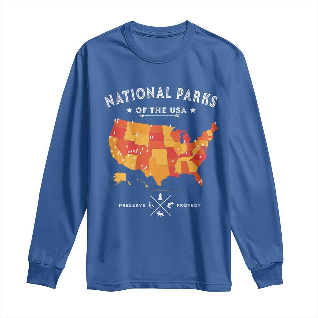 Protect Our National Parks Long Sleeve Shirt Of The Usa Map NPS