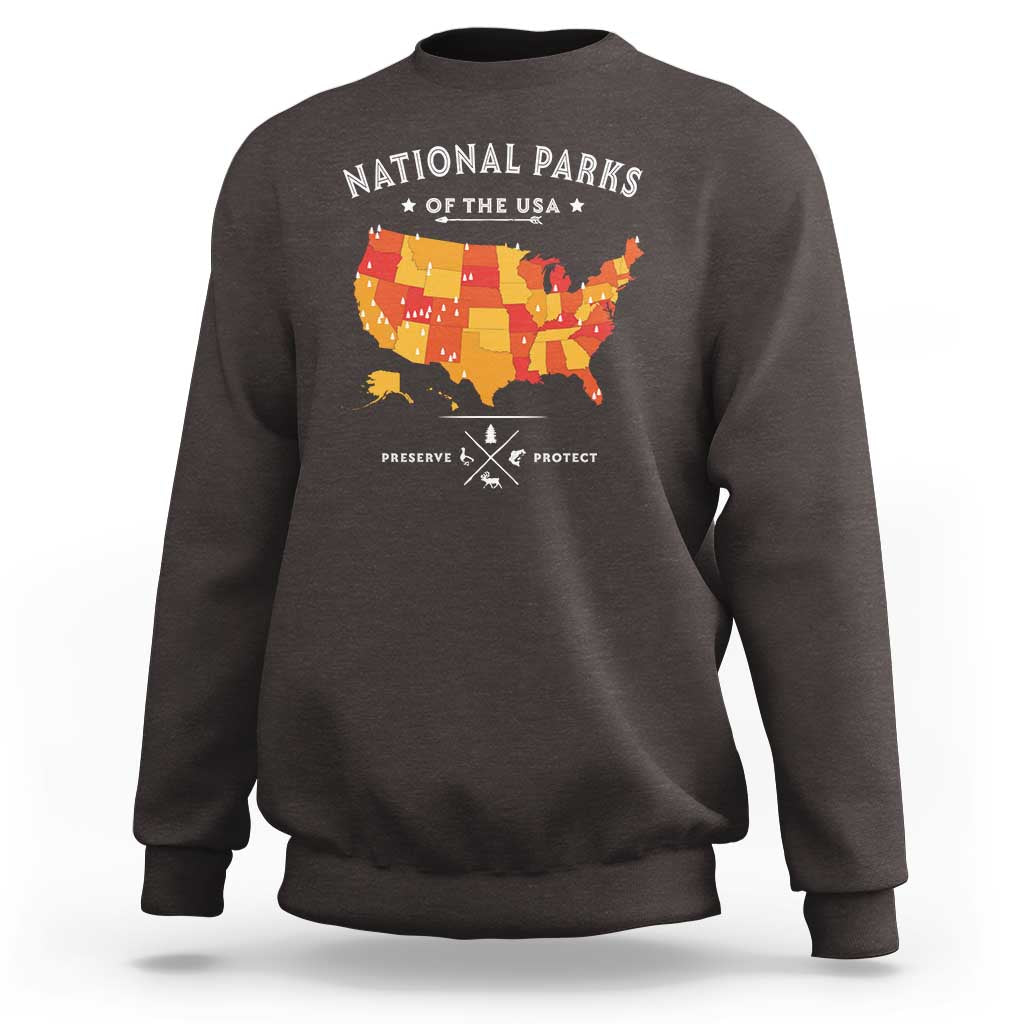 Protect Our National Parks Sweatshirt Of The Usa Map NPS