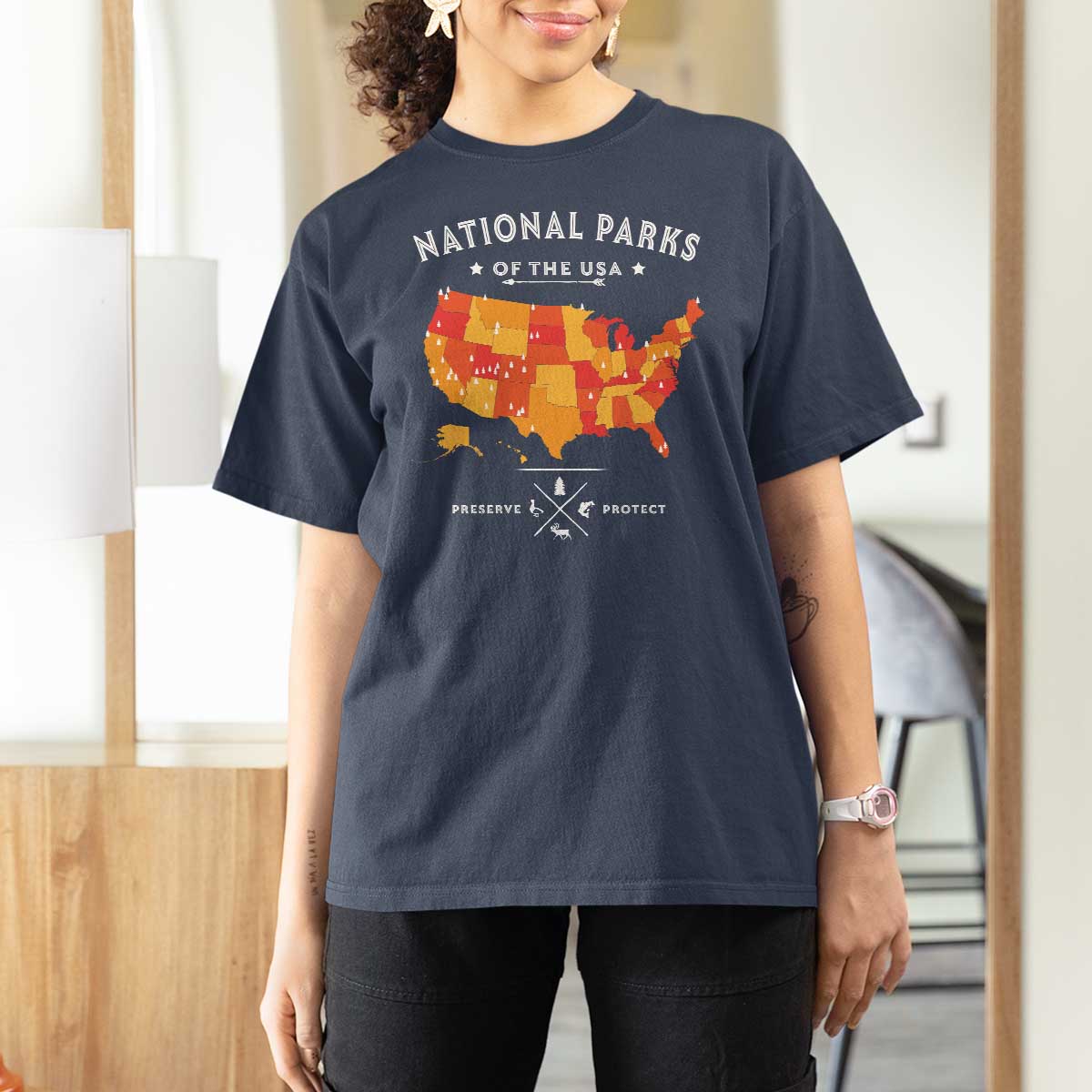 Protect Our National Parks T Shirt For Women Of The Usa Map NPS