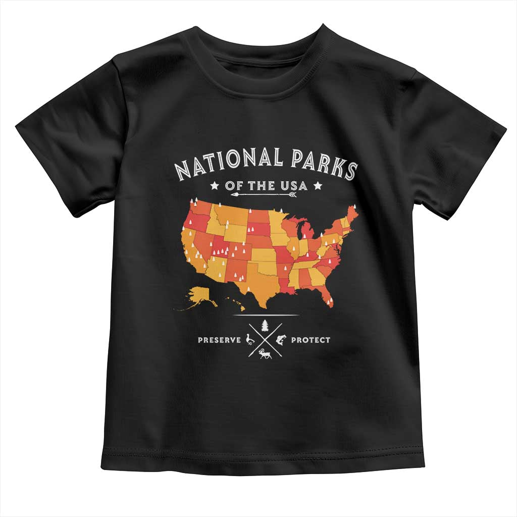 Protect Our National Parks Toddler T Shirt Of The Usa Map NPS