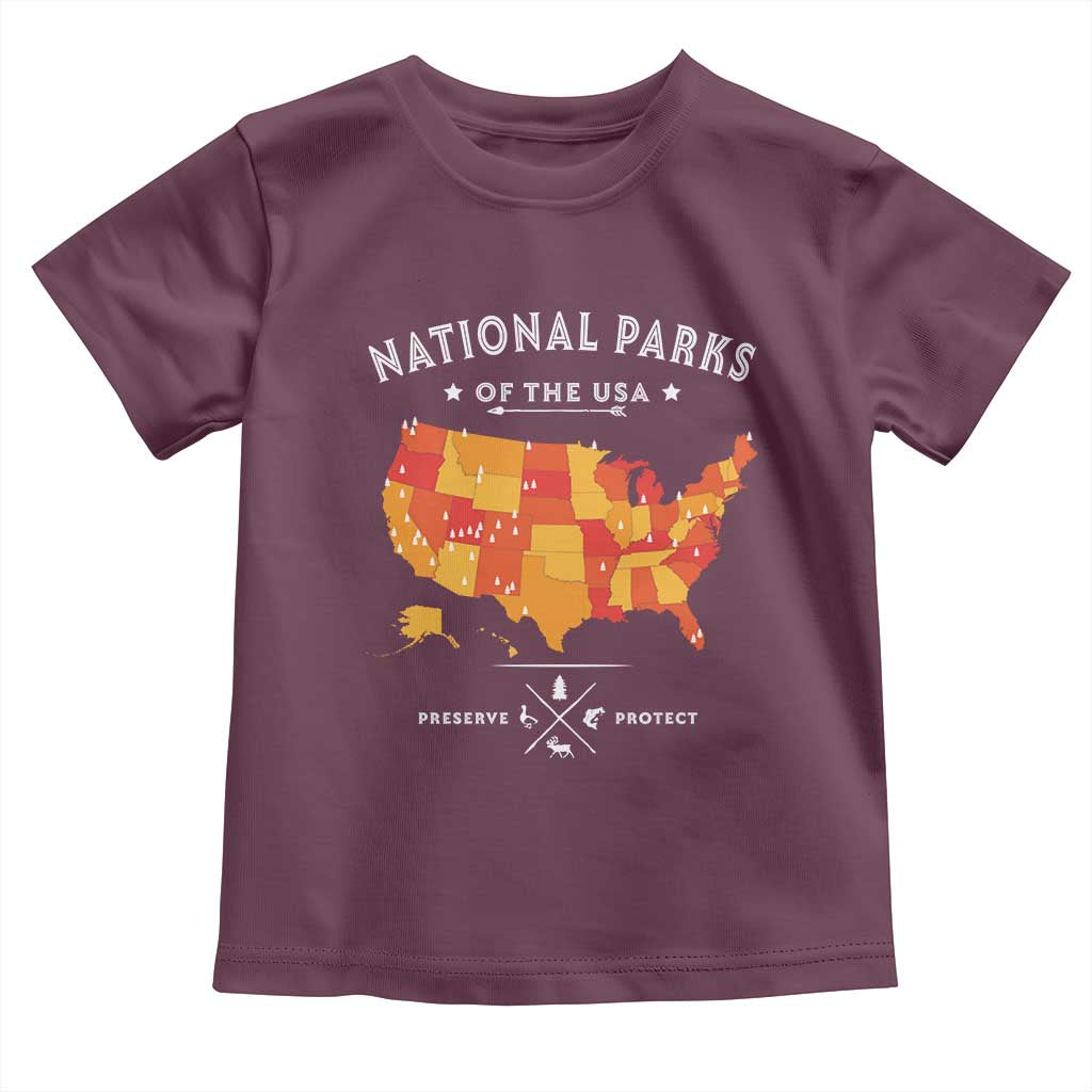 Protect Our National Parks Toddler T Shirt Of The Usa Map NPS